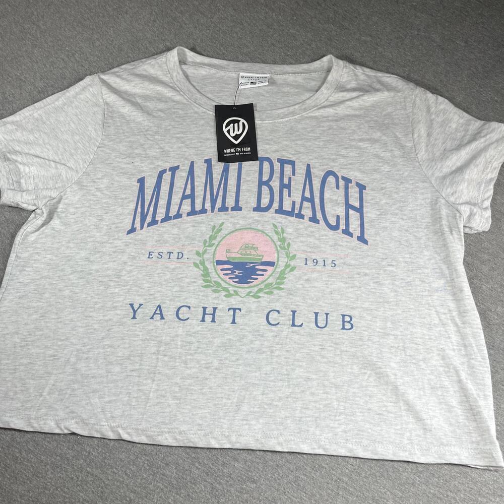Where I'm From Miami Beach Yacht Club Woman’s Cropped Shirt CropTop Size Large